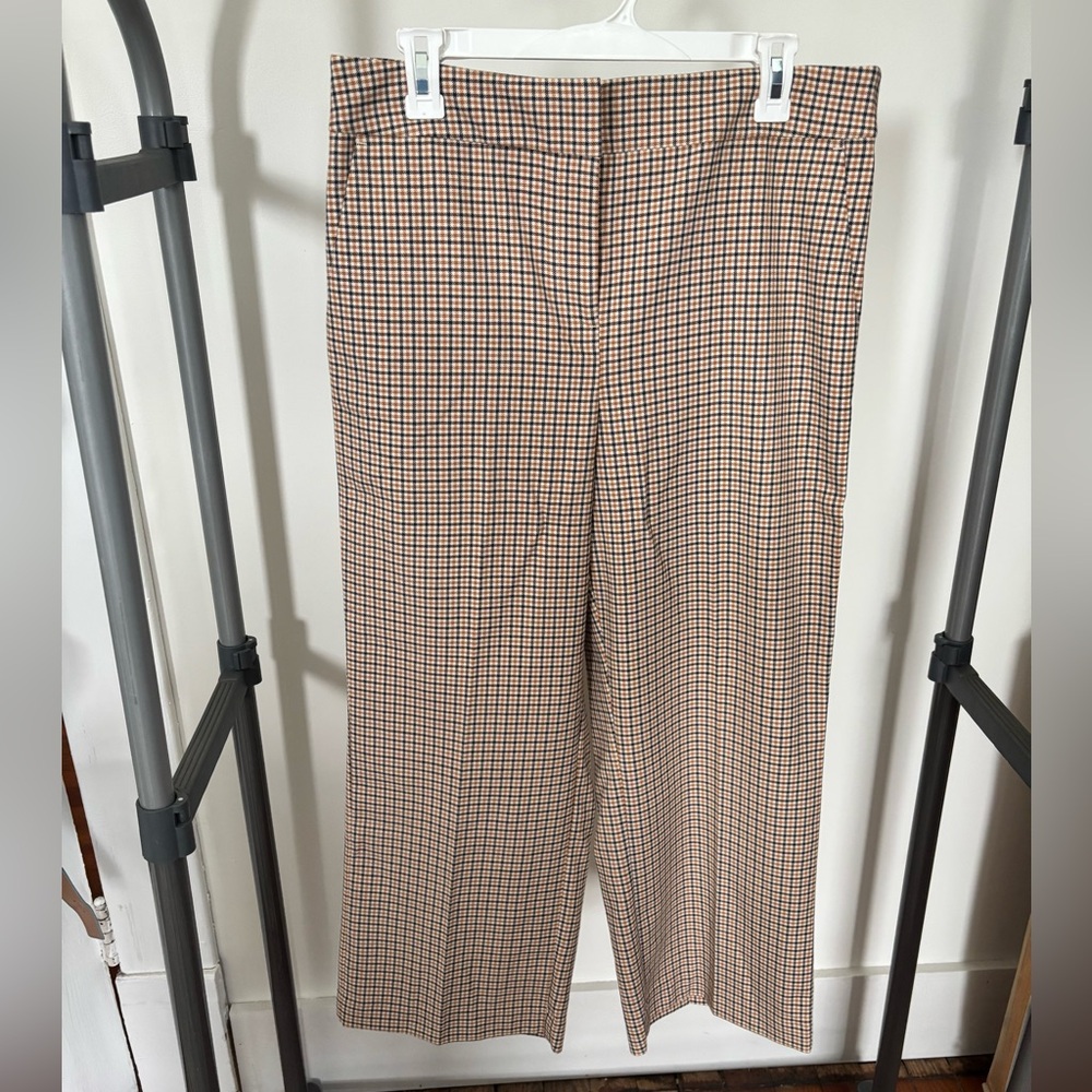 Plaid Yellow and Black Slim Wide Leg Cropped Pants